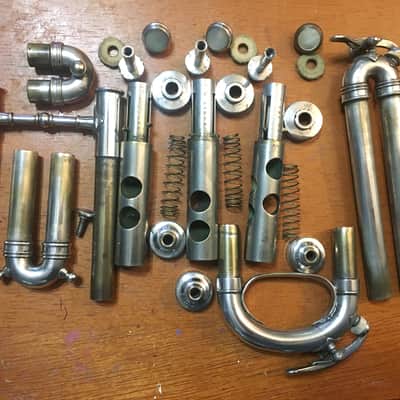 SUMMER DEAL MARTIN 1926 HANDCRAFT DANSANT NICE SILVER TRUMPET SERVICED COMP. NICE VALVES MARTIN CASE MPC & ADAPTOR image 5