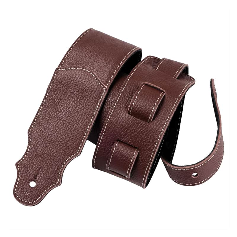 Guitar Strap, 2.5" Wide Soft Head Layer Cowhide Leather Guitar Straps with Foam Padding, for Acoustic, Bass and Electric Guitars image 1