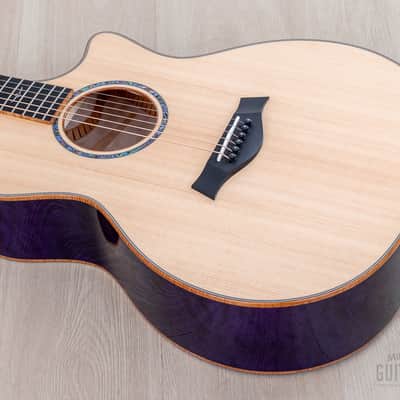 2023 Taylor Custom Grand Auditorium Acoustic Electric Guitar Trans Purple w/ Lutz Spruce + Quilted Maple image 11