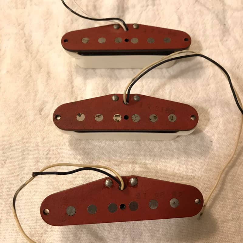 1982 Fender Red Bobbin 57/62 Stratocaster Pickup Set Vintage image 1