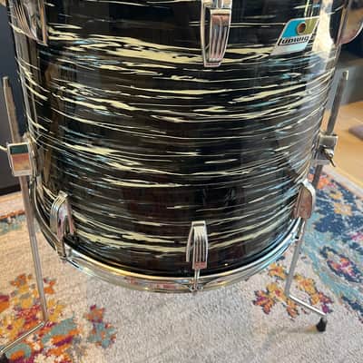 Ludwig No. 952 Classic 16x18" Floor Tom (3-Ply) with Pointed Blue/Olive Badge 1969 - 1976 - Oyster Black Pearl image 2