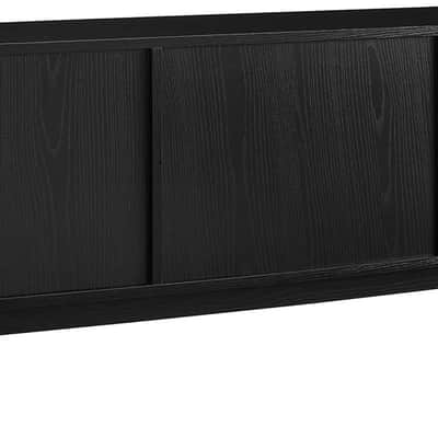Large Vinyl Record Storage Console & Media Center – Mid-Century Black image 3