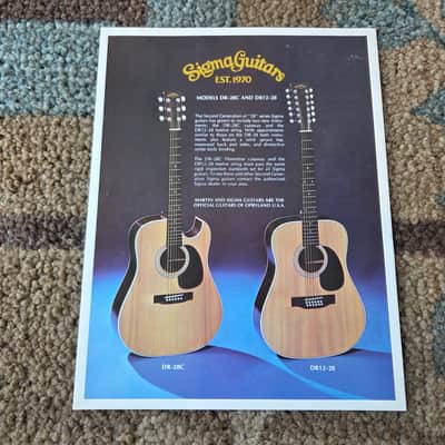 Vintage 1980's Sigma (DR-28C, DR12-28, DM4B) "New Models" Guitar Flyer! Rare, Original Case Candy! image 2