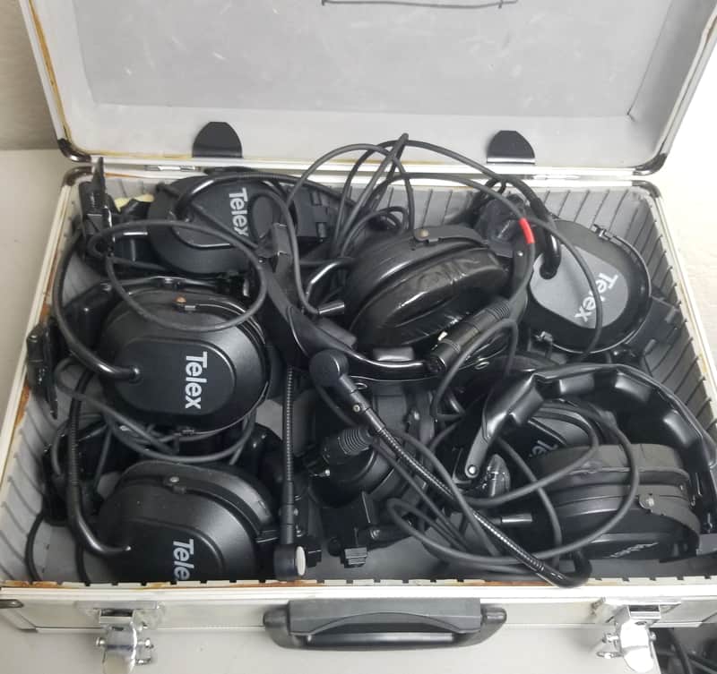 Telex HR-1 Single Sided Headset w/Boom Mic (4-pin xlr comm) - LOT of 8 w/Case! image 1