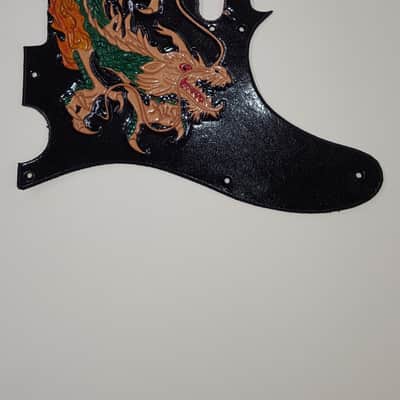 Leather pickguard Fender Telecaster handtooled dragon in color "Dragon's Breath" image 1