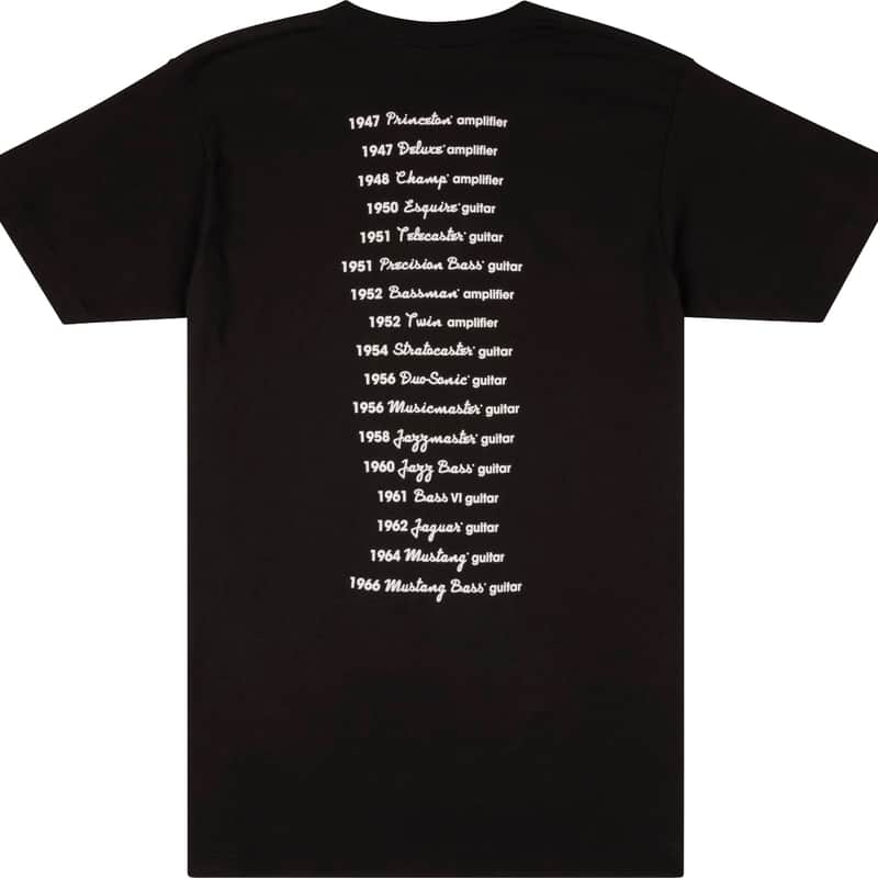 Photos - Guitar Fender Logo Date Back Tee, Black, XL Black 