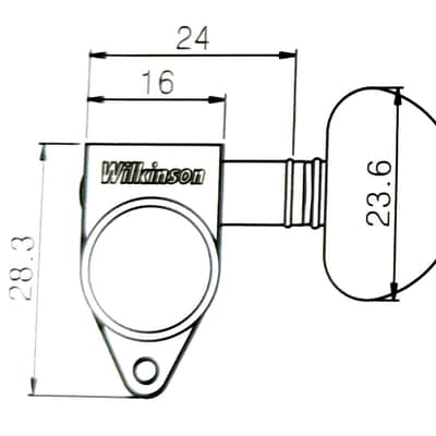 1 Black Wilkinson Left Side machine head with kidney bean button, staight screw image 3