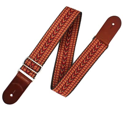 Walker & Williams H-34 Vintage Series Earth Tone Reds Woven Kaleidoscope Strap With Leather Ends image 4