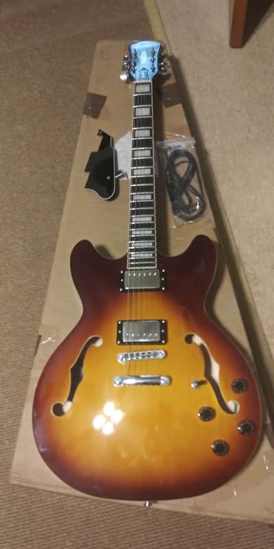 GROTE 335 SEMI HOLLOW ELECTRIC GUITAR VINTAGE SUNBURST NICE image 1