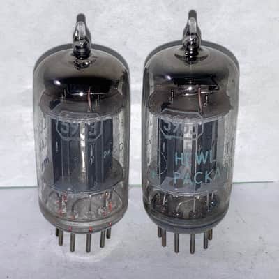 1957 RCA 5963 12AU7 ECC82 Foil Getter Tubes - Matched Pair, Test NOS, Matched Codes image 1