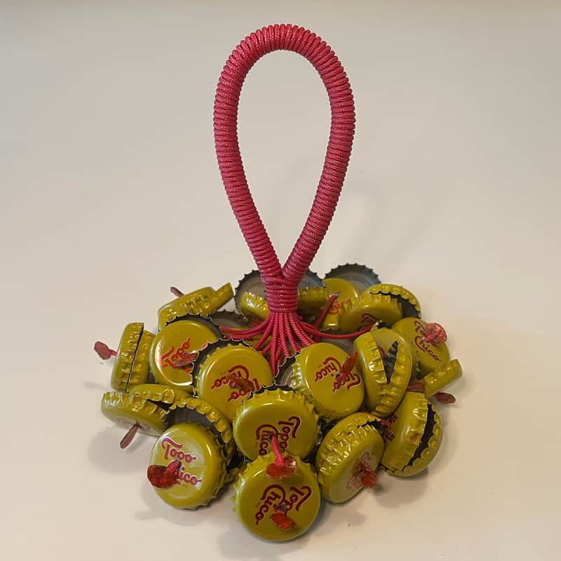 Upcycled Percussion - Bottle Cap Hand Rattle / Shaker - Topo Chico image 1
