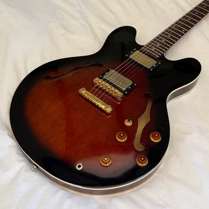Vintage 1998 Epiphone Dot Deluxe - Made in Korea (MIK) - Cinnamon Burst (VSB) - Free Pro Setup image 1