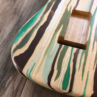 FRANCHIN Mercury guitar body Colorful Wood Grain Green Oil Paint and Bronze Metallic Leaf Swamp Ash S-type Made in Italy - Stock piece #03700918 image 12
