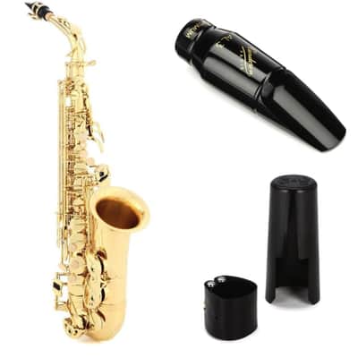 Tromana AS300 Student Alto Saxophone with Vandoren SM711 Optimum Series Mouthpiece  Ligature  and Cap - Clear Lacquer image 2