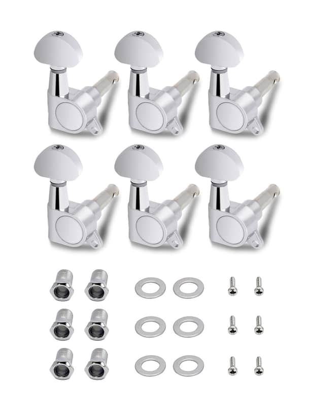 Sealed String Tuning Pegs Tuning Keys Grover Machine Heads Tuners for Electric Guitar or Acoustic Guitar 6 In Line for Right Handed Half Round Chrome., TP 06-CR-6R image 1
