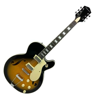 Silvertone Semi-Hollow w/ Trapeze 2 mini-hum PU's - Tobacco Burst (1446TTSB) image 4