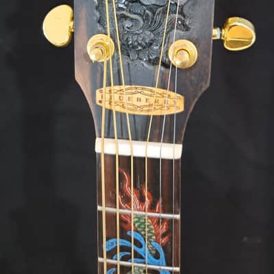 Blueberry NEW IN STOCK Handmade Acoustic Guitar Double Cutaway Dragon with Mango Wood image 5