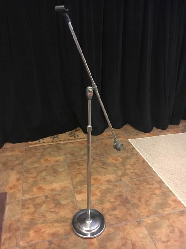 Atlas 11C Microphone Stand Vintage Silver Chrome Bottom Telescoping Boom RARE image 1