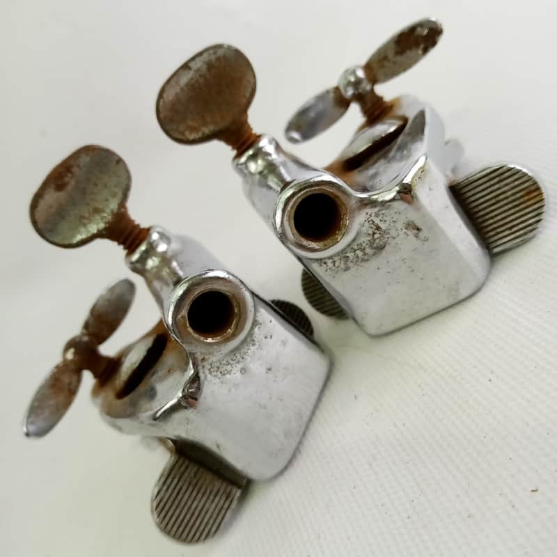 Gretsch 2x Bass Drum Spur Mounts Chrome Clamp-On Hoop 5/16"Leg/Spike Vintage 40s image 1