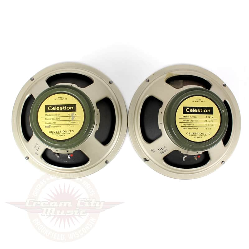 Vintage Pair Pre-Rola 1969 Celestion G12M T1511 Greenback Speakers