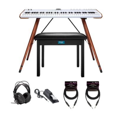Arturia Astrolab Avant-Garde 61-Note Semi-Weighted Stage Keyboard (White) Bundle with Arturia Wooden Legs for Keylab MKII 88 and Polybrute (Cinnamon), and Knox Gear Piano Bench (7 Items) image 8