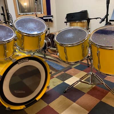 RARE Vintage Yamaha Recording Custom Birch pre-Yess 1983 Mellow (Canary) Yellow Drum Kit Set Gadd Sizes! image 2