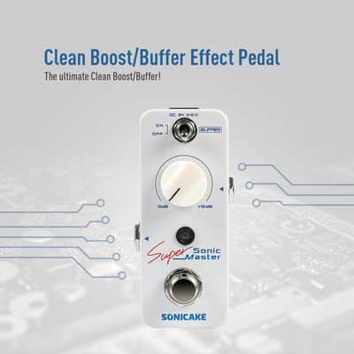 SONICAKE Sonic Super Master Clean Boost Pedal with Buffer and +12dB Gain, Mini Pure Boost Guitar Bass Effects Pedal image 2
