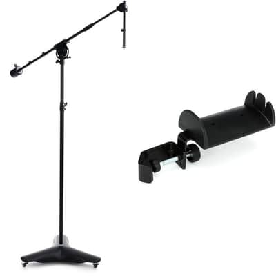 K&M 21430 Mobile Overhead Microphone Stand with Headphones Holder image 2