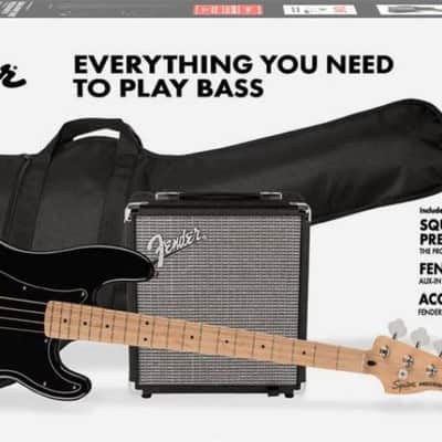 Squier Affinity Precision Jazz Bass Guitar Package - Black image 1