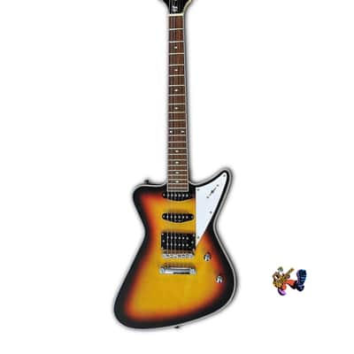 Bootlegger Guitar Hounder. Black Cherry Honey Burst Stiletto Case & Flask image 1