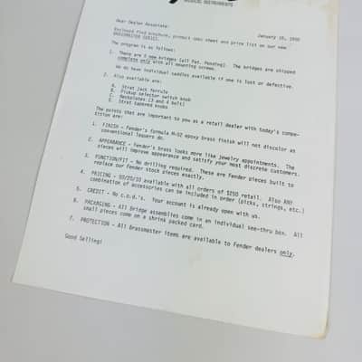 Fender Brassmaster Dealer Paper Set 1980 image 2