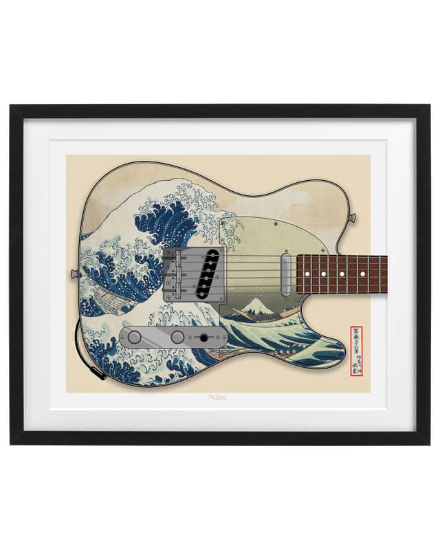 Telecaster Body Shape, Japanese Great Wave Guitar Art Print, Guitar Wall Art,Poster, 16x20", Artwork image 1