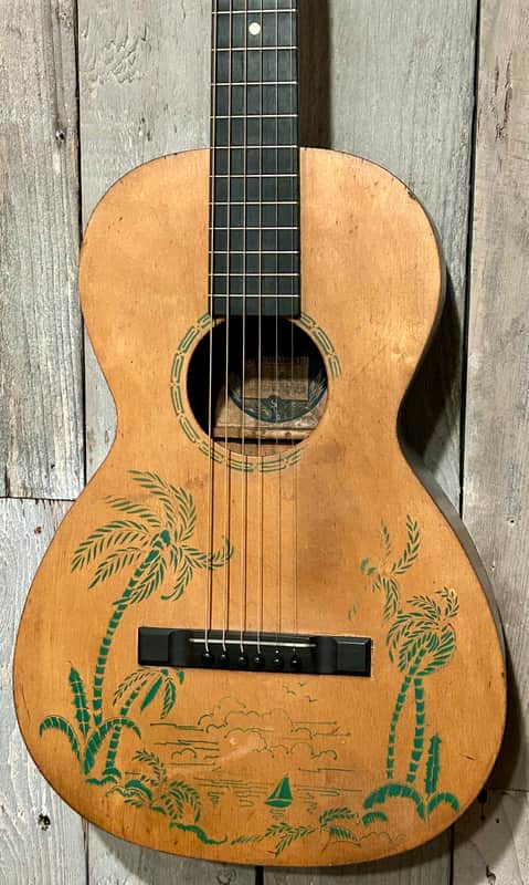1932 Supertone Hawaiian Scene Parlor, Incredible Vintage Parlor! Comes With Pro Set Up! image 1