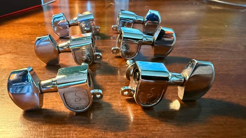 Vintage Schaller West Germany 3 x 3 Electric Guitar Tuners Chrome image 1