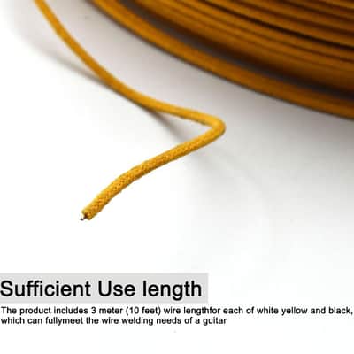 10ft 3 Color Cloth-Covered Pre-tinned 7-Strand Waxed Covered Pre-tinned Vintage-Style Guitar Wire Cable Guitar Parts Instrument 3.34ft of Each Black/White/Yellow image 3