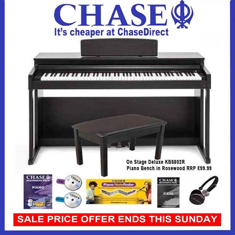 CHASE CDP 357 Grand Digital Electric Piano Cabinet Bundle - Premium Rosewood image 1