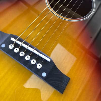 Mint Stagg Dreadnought Slope Shoulder Basswood Top Catalpa Neck 6-String Acoustic Guitar Vintage Sunburst image 2