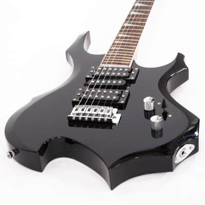 Glarry Flame Shaped Electric Guitar with 20W Electric Guitar Sound HSH Pickup Novice Guitar Audio Bag Strap Picks Shake Cable Wrench Tool 2020s - Black image 2