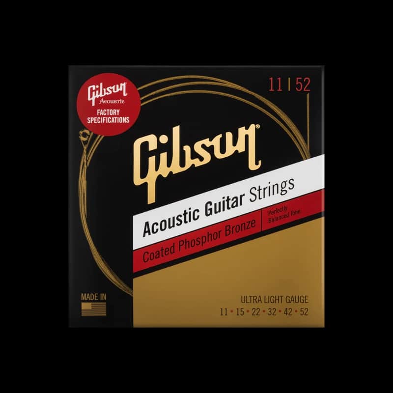 Gibson Coated Phosphor Bronze Acoustic Guitar Strings, Ultra Light 11-52 image 1