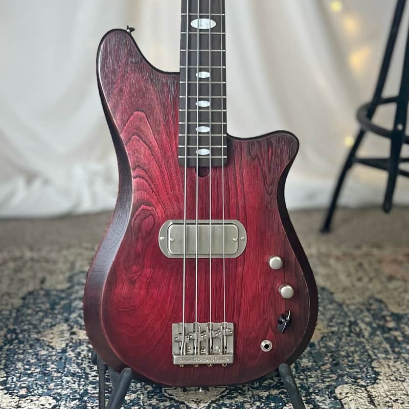 Offbeat Guitars "Hope" 30" Short Scale Bass in Red Diablo on Carved Top Spanish Cedar, Fralin Custom Big Single T-Bird Pickup, Varitone, Leo Quan Badass Hardware image 1
