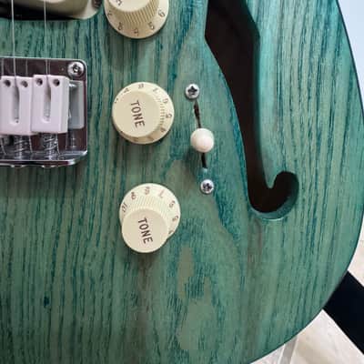 Partscaster Thinline S-Style - Turquoise Stain (Semi-Hollow Fender Strat) image 14
