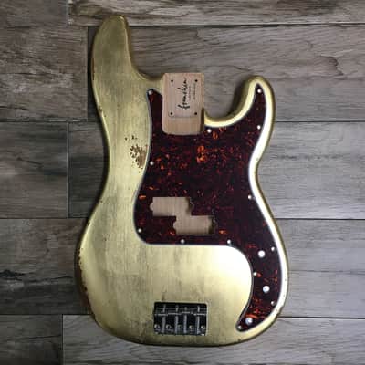 Made to Order - FRANCHIN Jupiter bass body Relic Aged METALLIC LEAF (Gold/Silver/Copper) Basswood Poplar Precision-Bass Style Made in Italy image 5