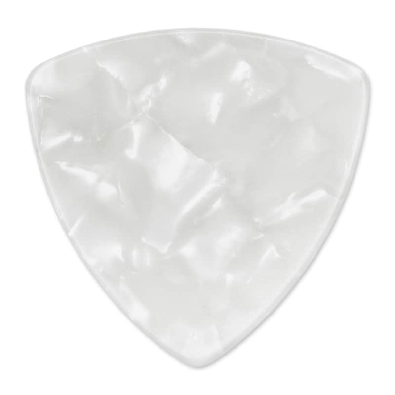 Celluloid White Pearl Guitar Or Bass Pick - 0.71 mm Medium Gauge - 346 Rounded Triangle Shape - 100 Pack image 1