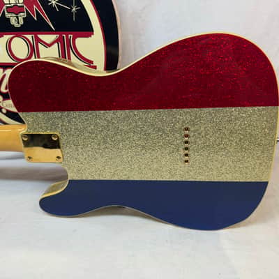 Fender Buck Owens Telecaster Guitar with Case 2002 - 2004 - MIJ Made In Japan - Red, Silver & Blue Sparkle image 14