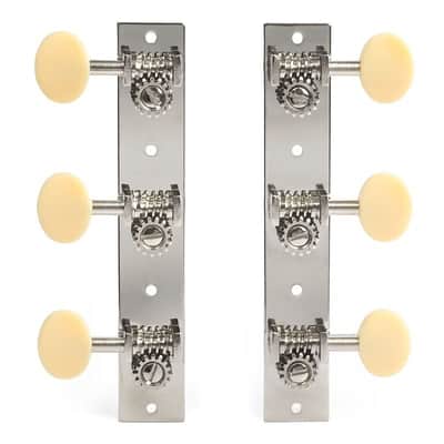 Golden Age Restoration Tuners for Solid Peghead Guitar with Square-end, Short post model: bright nickel with cream knobs image 1
