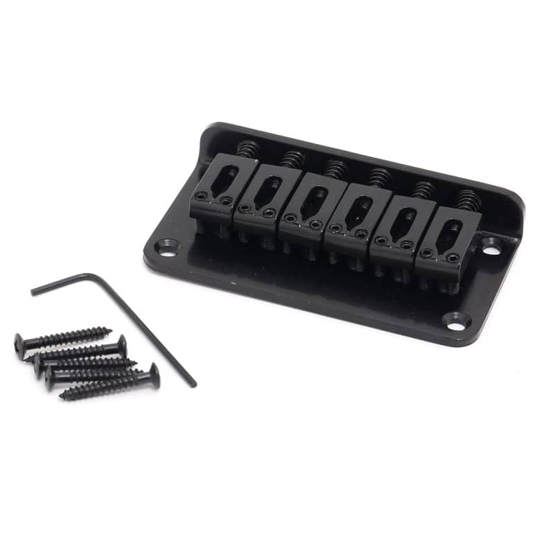 Musiclily 65mm Fixed Hardtail Saddle Bridge For Kid Children 6 String Electric Guitar,Black image 1