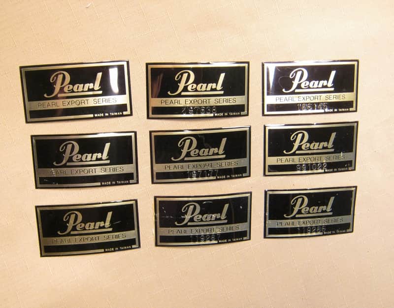 Pearl Export Badges for Tom Snare Bass Drum Set of 9 Lot 76-36 image 1