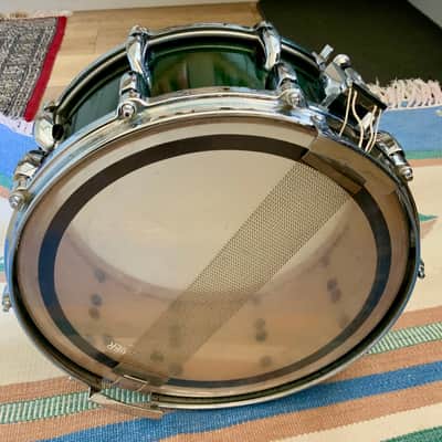Pearl snare drum 14’’x6.5’’ Pearl masters custom maple shell  1996 - Emerald mist image 12
