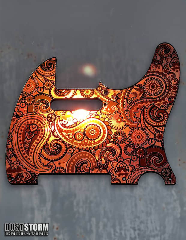 Paisley Telecaster 8 Hole Pickguard Golden Copper Acrylic Mirror Standard or Humbucker Cut Scratch Plate for Fender American/Mexican Tele Guitar image 1