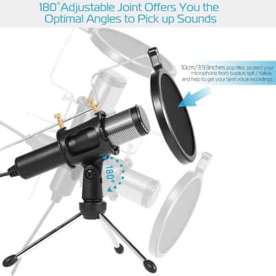 USB Condenser Microphone Kit Cardioid Studio Recording Mic with Tripod & Pop Filter for Podcasting, Streaming & Vocals image 2